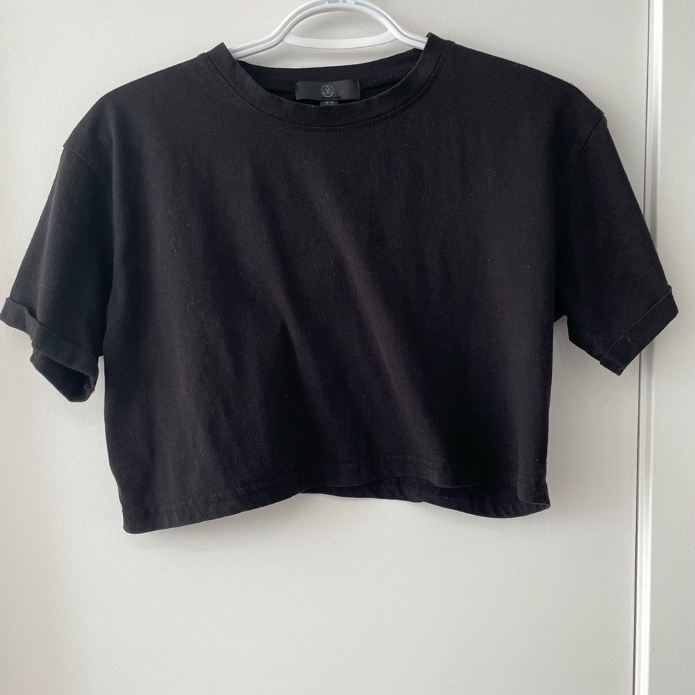 Missguided Black Crop Top T-Shirt - size 6